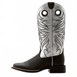 NEW ARIAT women's round up ryder western boot in dark carbon and antique silver